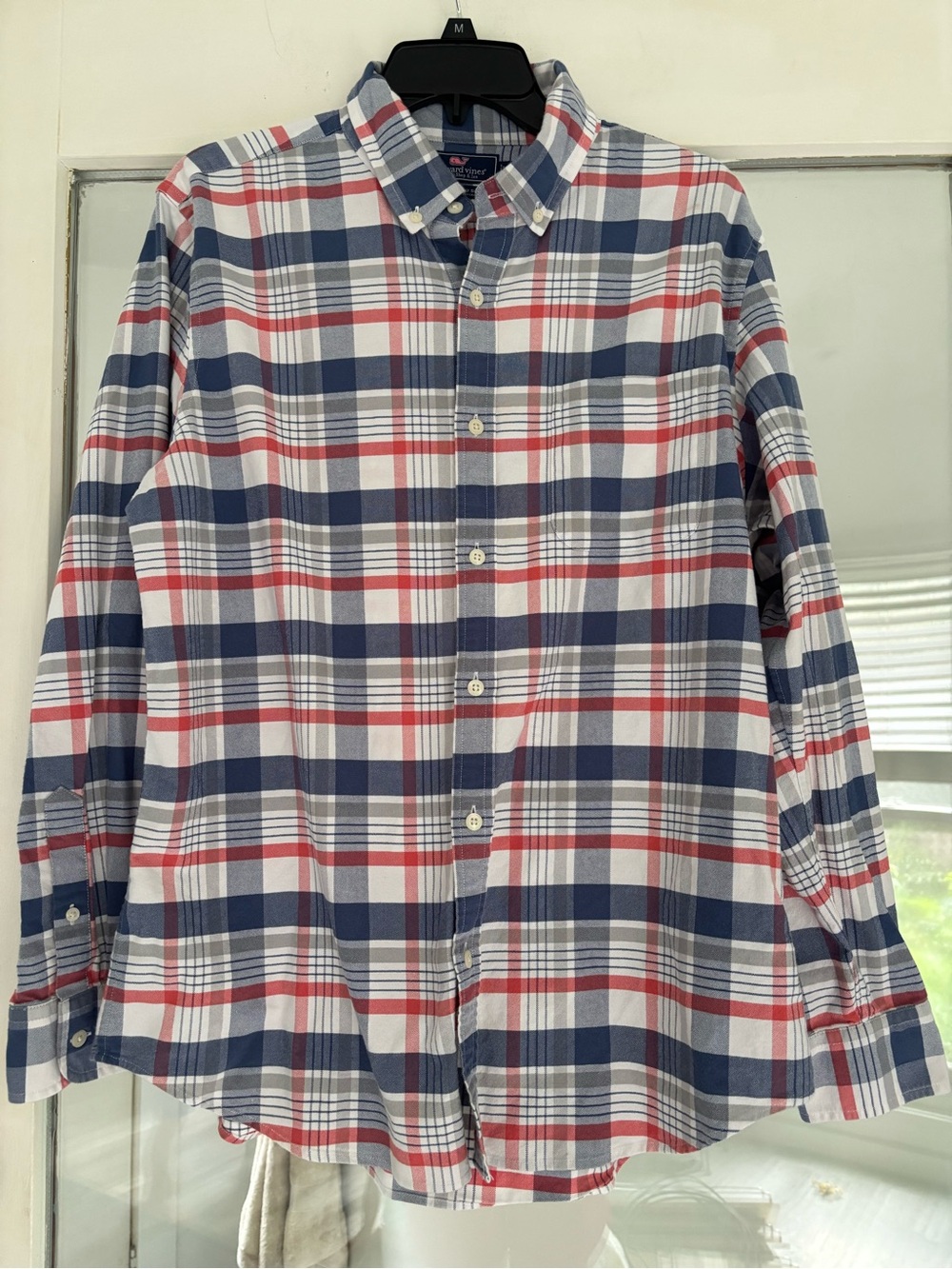 Vineyard Vines Red, White & Navy Plaid Slim Fit Murray Button-Down Shirt